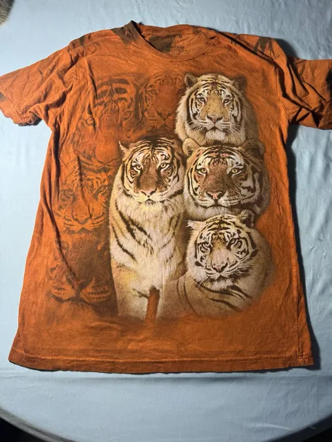 The Mountain Evolution Tiger T-Shirt Size L Orange Graphic