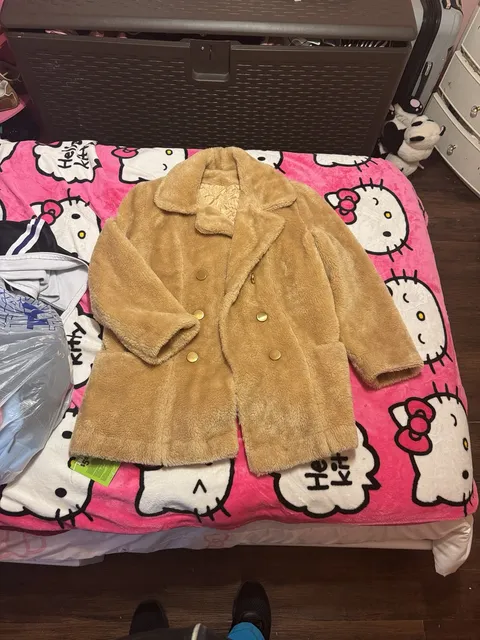 Faux Fur Double Breasted Coat