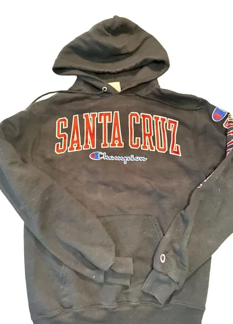 Champion Santa Cruz Hoodie Sweatshirt Size S Black Graphic Pullover
