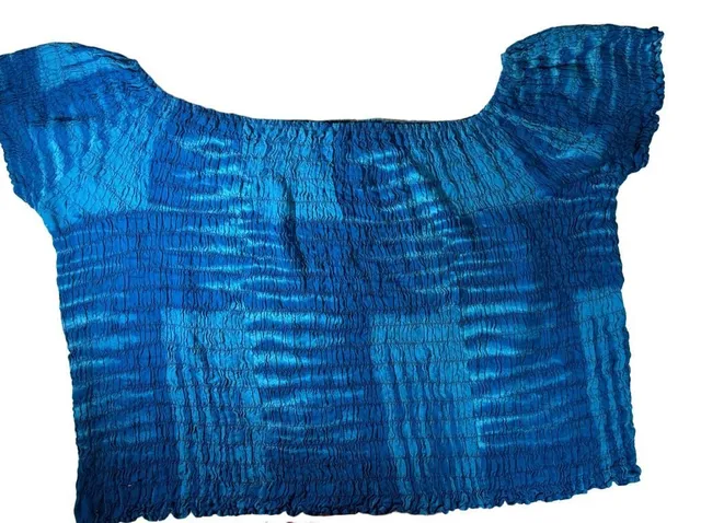 In Gear Smocked Top Size 2X Blue Tie Dye