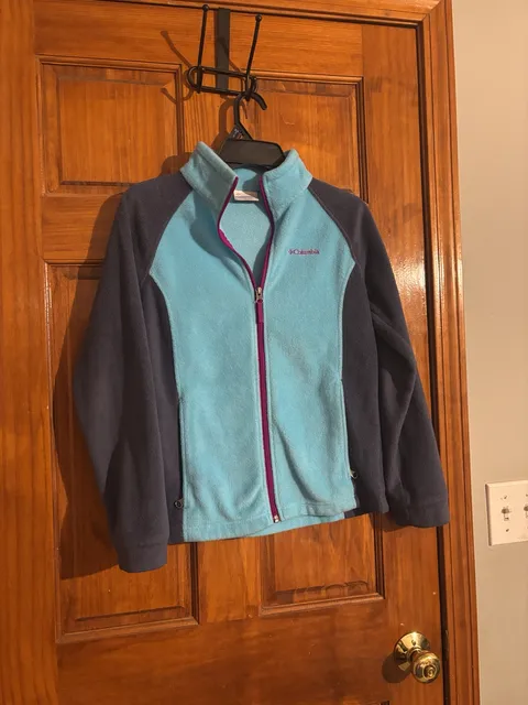 Columbia Fleece Jacket Size L (14/16) Blue Gray Full Zip