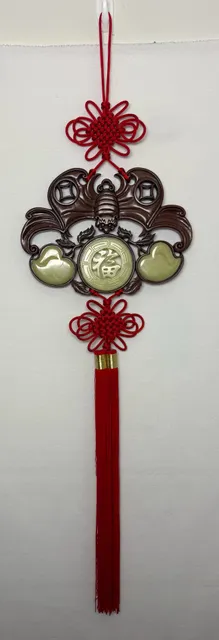 Chinese Knot Red Tassel Wall Hanging Fu Symbol Faux Jade