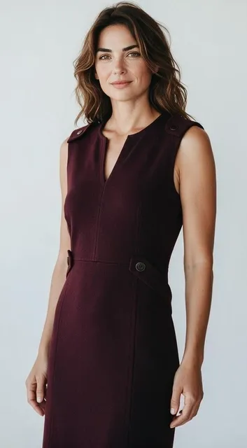 Tory Burch Wool Blend Dress Size M Burgundy Knit