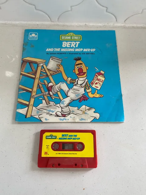 Golden Books Sesame Street Bert and the Missing Mop Mix-Up Cassette & Book Set