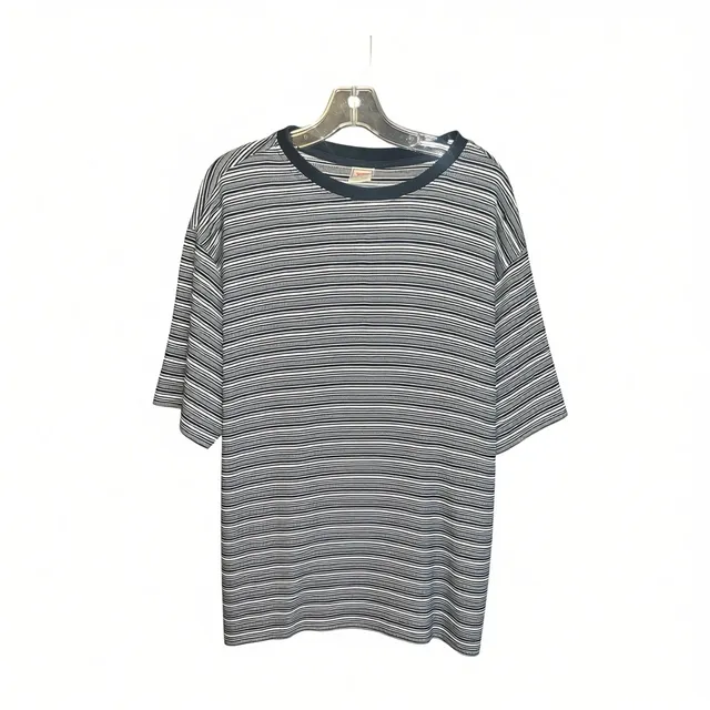 Vtg Levi's Striped T-Shirt Size XL Blue Black Ribbed Short Sleeve Crewneck