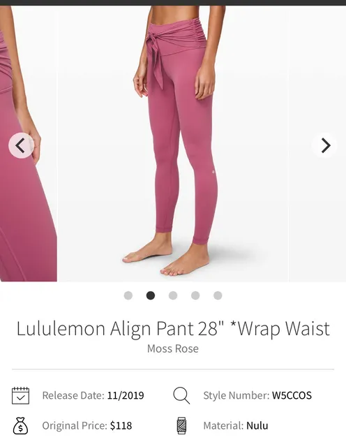 Lululemon Align Pant 28 Wrap Waist Moss Rose