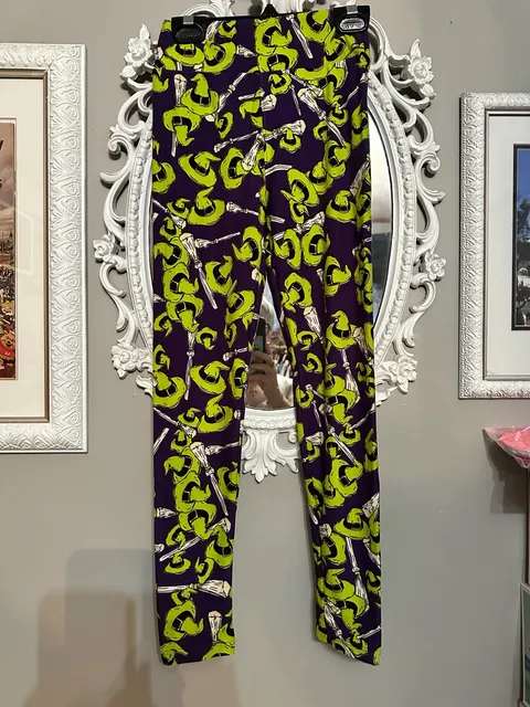 LuLaRoe Leggings Tween Purple Green Witch Hat Halloween
