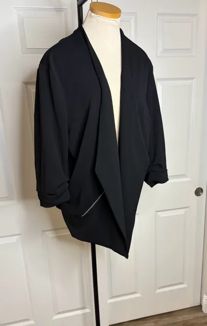 123-Maurices Women's Long Sleeve Black Open Front Collared Blazer Size ...3XL