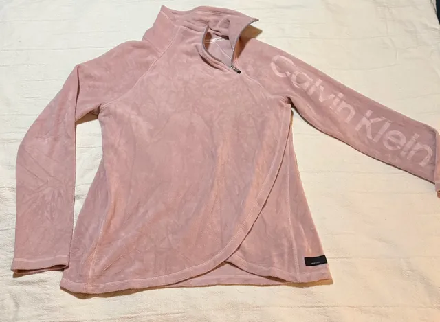Calvin Klein Performance Fleece Pullover Size S Pink Asymmetric Zip