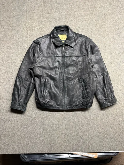 Boston Harbour Leather Jacket Size L Black