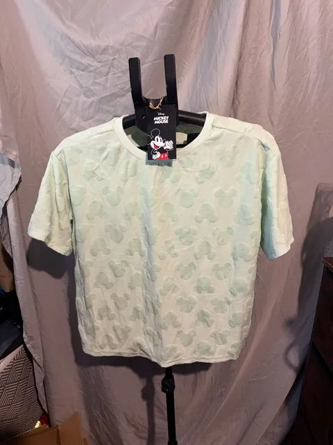 Disney Mickey Mouse T-Shirt Size M Mint Green Jacquard