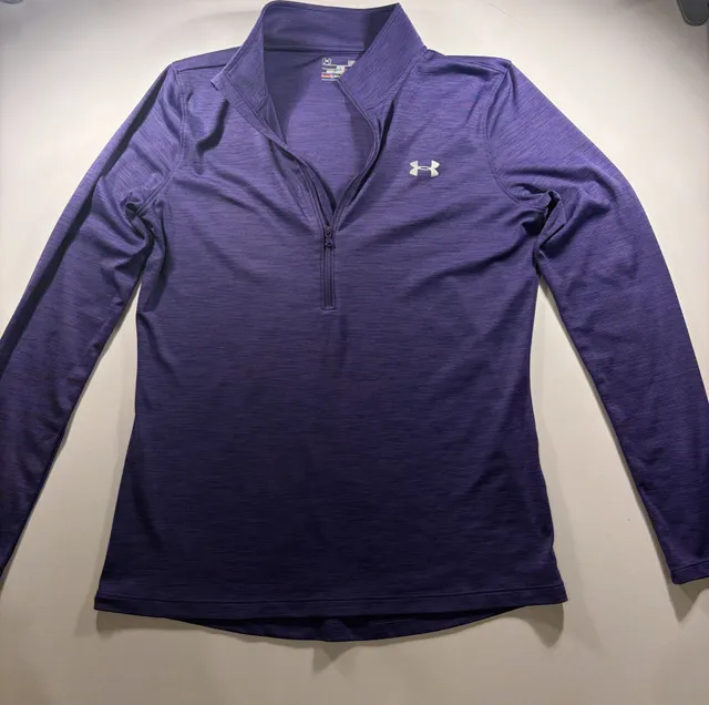 Under Armour HeatGear 1/4 Zip Pullover Size LG Purple Long Sleeve Fitted