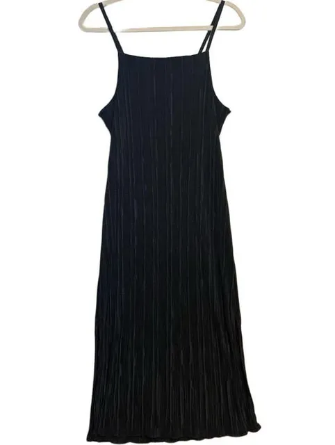 Witchy 90’s Fall Pleated Midi Dress Size US 6 Black