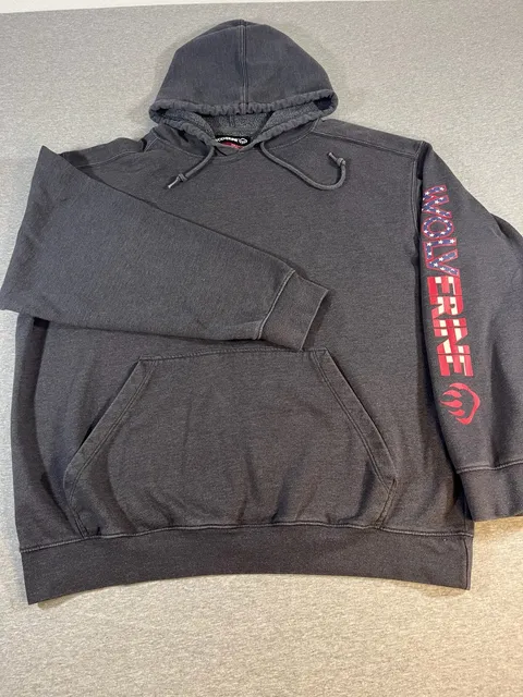Wolverine Black USA Sleeve Logo  Hoodie Sweatshirt Men’s XL