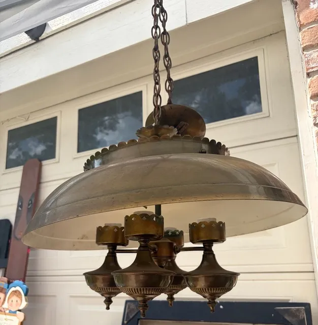 Vintage Brass Saucer 4-Light Hanging Pendant Ceiling Fixture