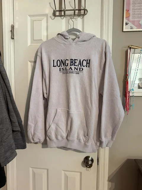Pacific & Co Long Beach Island Hoodie Size Medium Purple Terry Cloth