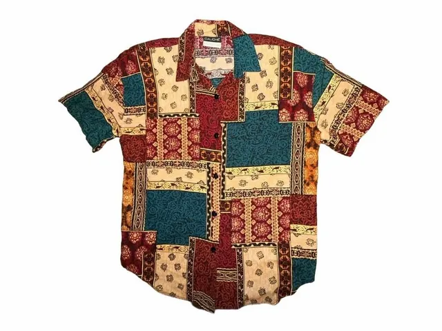 Caliche Collection Women’s Vintage Patchwork Short Sleeve Shirt Retro Boho