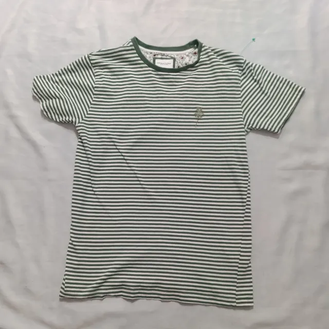 Denim & Flower Striped T-Shirt Size S Green
