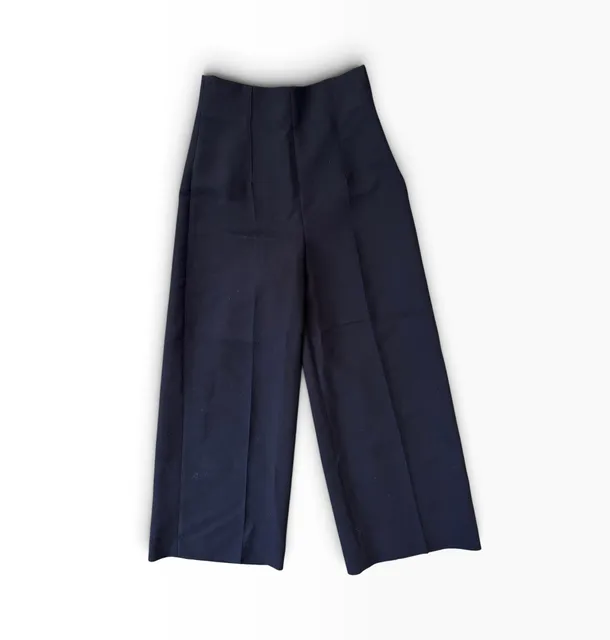 Zara Wide Leg Pants Size XS Black High Waist Cropped