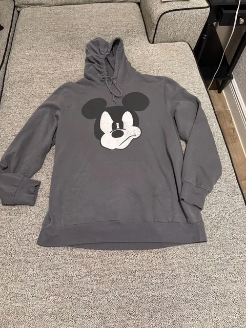 122-Disney Mickey Mouse Hoodie Size XL Charcoal Gray Pullover