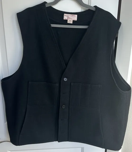 Filson Wool Vest Size 54 Black Virgin Wool