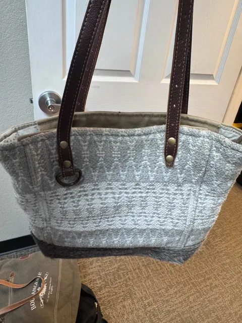 Myra Bag Canvas and Hairon Tote Handbag