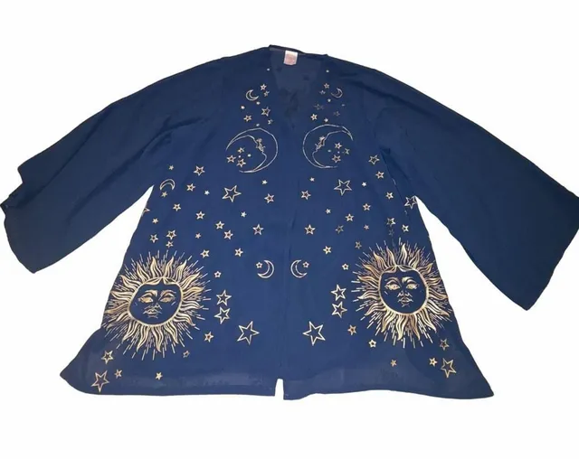 Celestial Sun Moon Sheer Kimono Whimsigoth Witchy Cardigan S