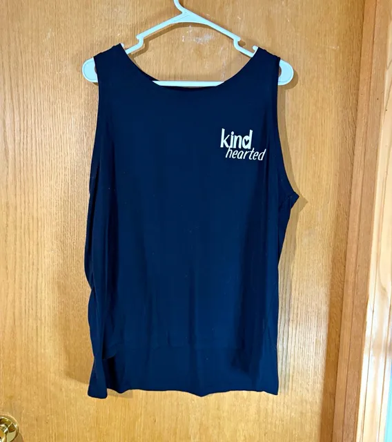 Activa Black "Kind Hearted" Graphic Scoop Neck Stretch Tank Top Women XL
