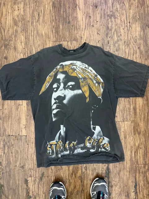 Griffin Active Wear Tupac Thug Life T-Shirt Size 2XL Black Rap Tee