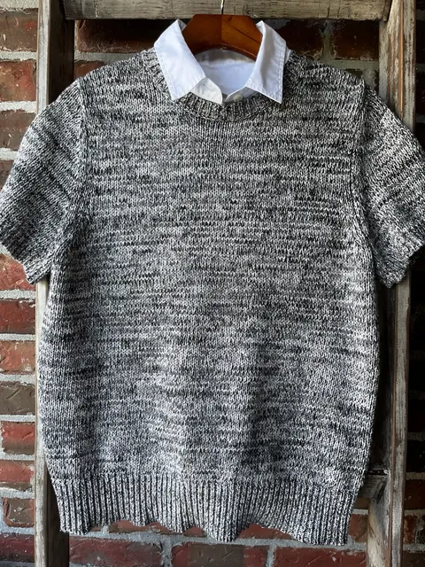 Kate Spade New York Short Sleeve Knit Sweater Black White Cotton