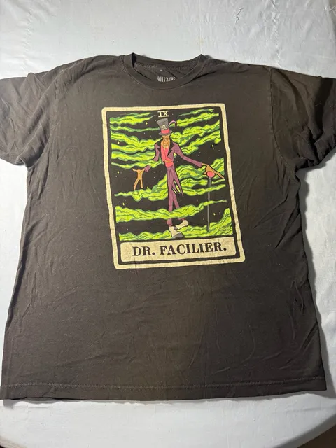 Disney Villains Dr. Facilier T-Shirt Size L Black Tarot Card Graphic