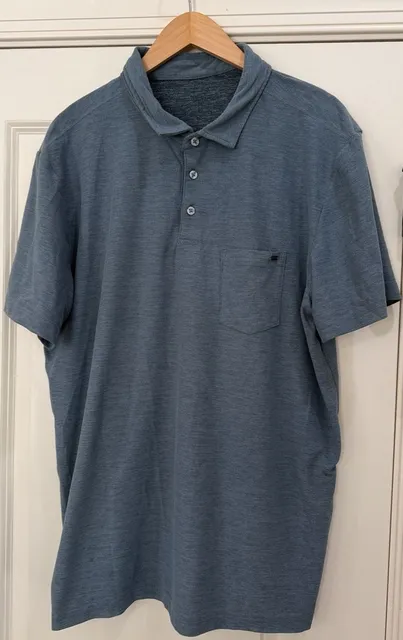 Vuori Ace Polo Shirt Size XL Blue Pocket Short Sleeve Performance