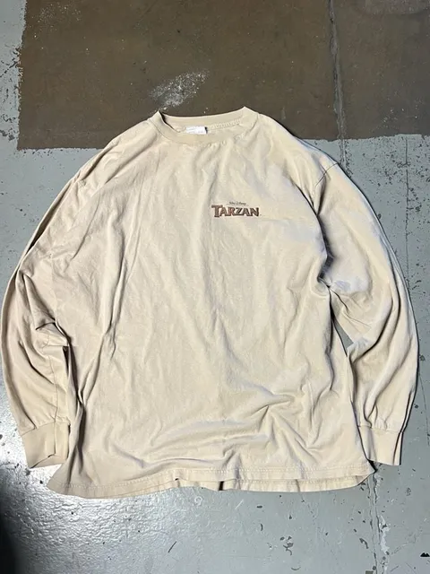 Tultex Disney Tarzan Long Sleeve Shirt Size XL Beige Graphic Tee