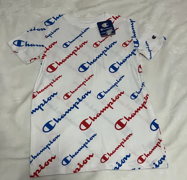 Champion All-Over Logo T-Shirt Size S White