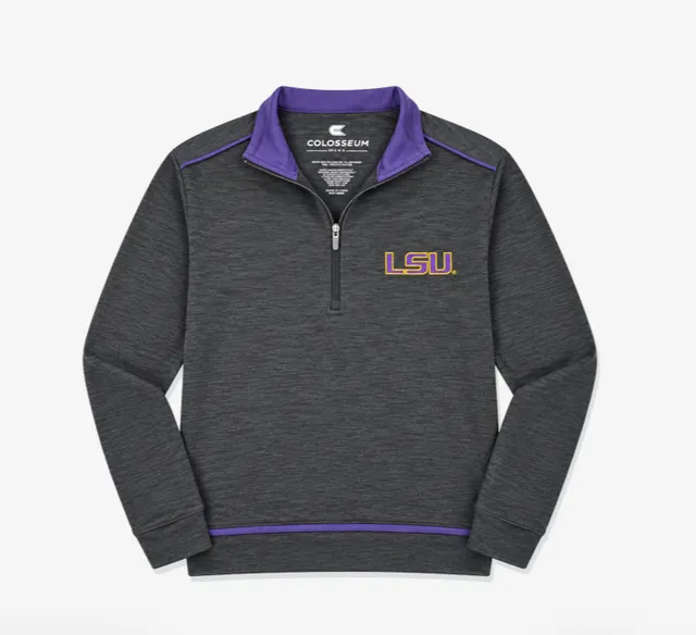 Colosseum LSU Tigers Men's Charcoal Heather 1/4-Zip Pullover Jacket Size L