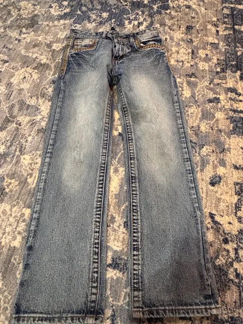 GS Jeans GS115 Size 16 Blue Embroidered Y2K youth Bootcut Denim