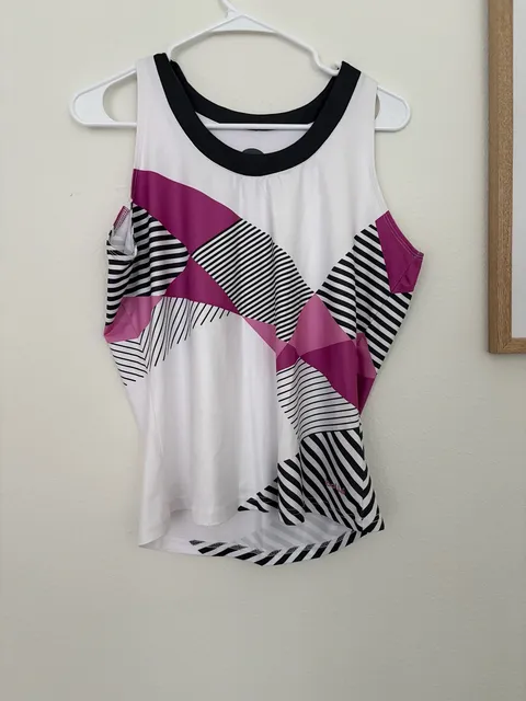 Bollé Athletic Tank Top Size L White Black Pink Geometric