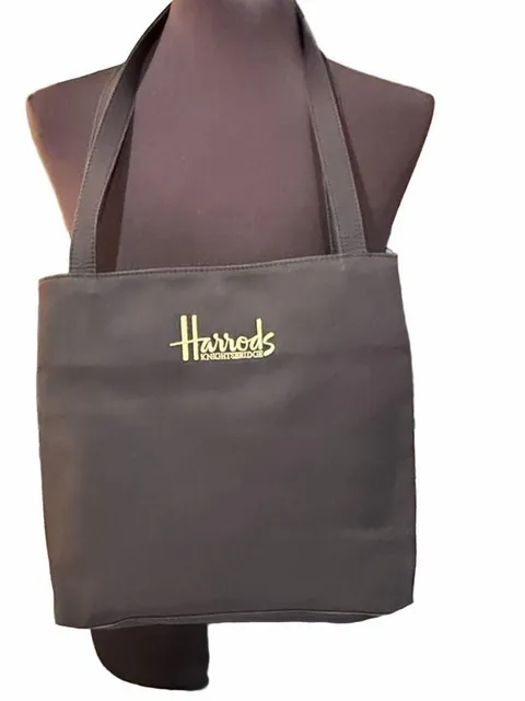 Harrods Knightsbridge Black Logo Shoulder Tote Bag