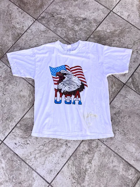 Gildan USA Eagle T-Shirt Size XL White Graphic