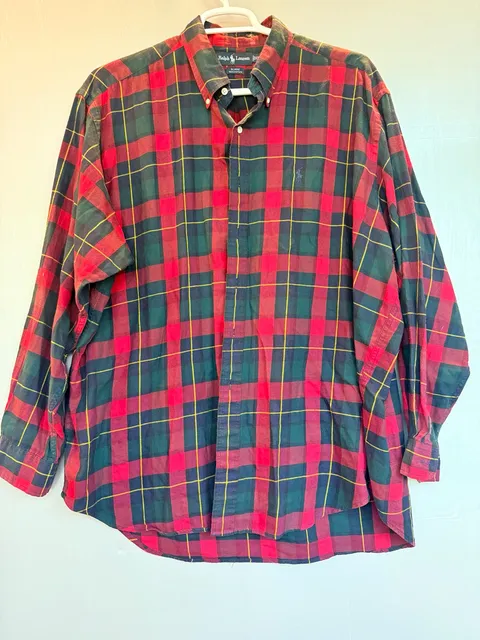 Ralph Lauren Blaire Plaid Flannel Shirt Size XXL Red Green Long Sleeve