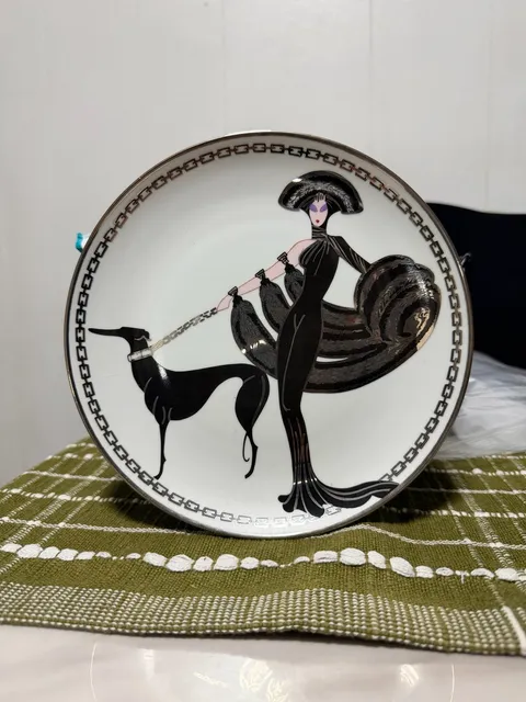 House of Erte Symphony in Black Limited Edition Fine Porcelain Plate