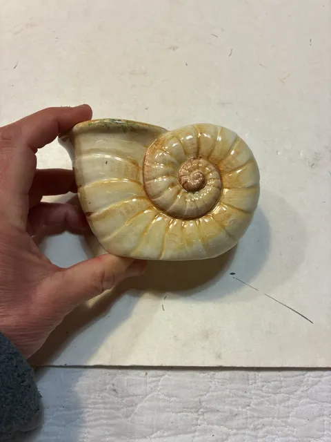 Vietri Ceramic Seashell Candle Holder Made In Italy Glazed Nautilus
