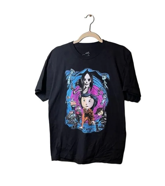 Coraline Movie Graphic T Shirt Mens Large Black LAIKA Other Mother Horror Movie