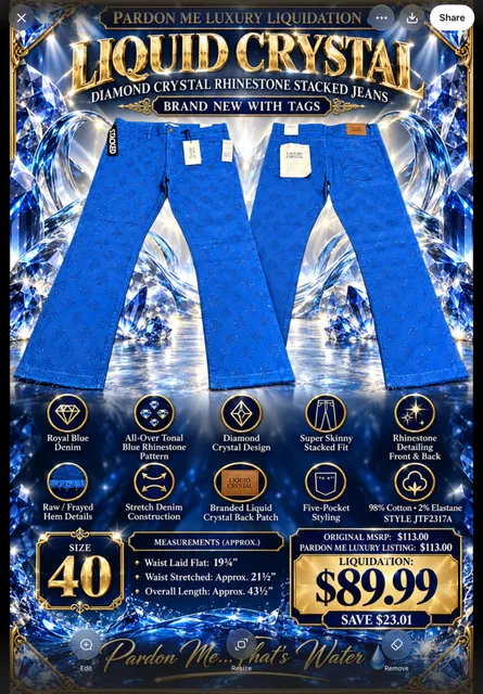 Liquid Crystal Diamond Crystal Rhinestone Stacked Jeans