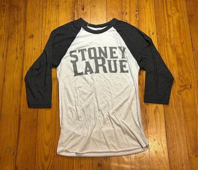 American Apparel Stoney LaRue Raglan Shirt Size S Gray White 3/4 Sleeve