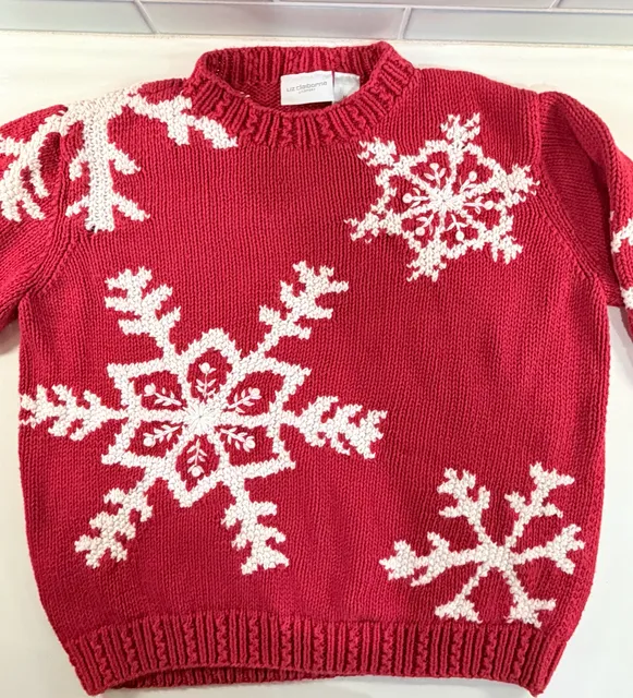 Liz Claiborne Christmas Snowflake Sweater Size M Red