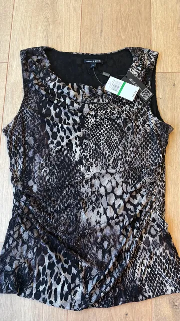 Cable & Gauge Snake Print Cowl Neck Sleeveless Top Size L