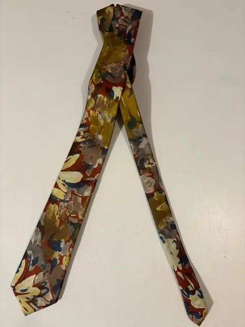 Bugle Boy Vintage Abstract Floral Pattern Necktie Multicolored