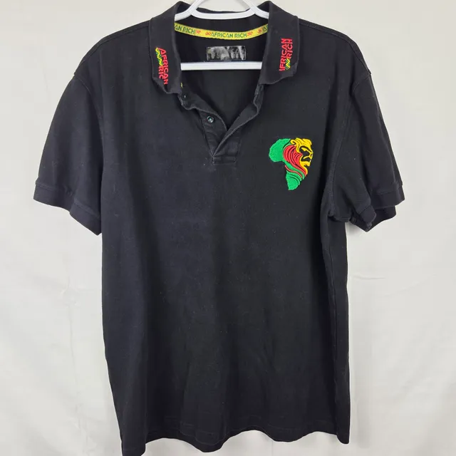 African Rich Polo Shirt Size L Black