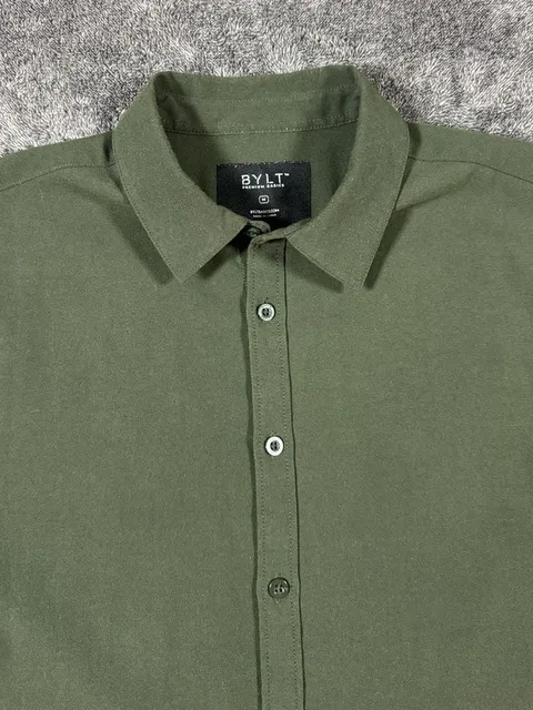 Bylt Button Down Shirt Size M Green Short Sleeve Premium Basics